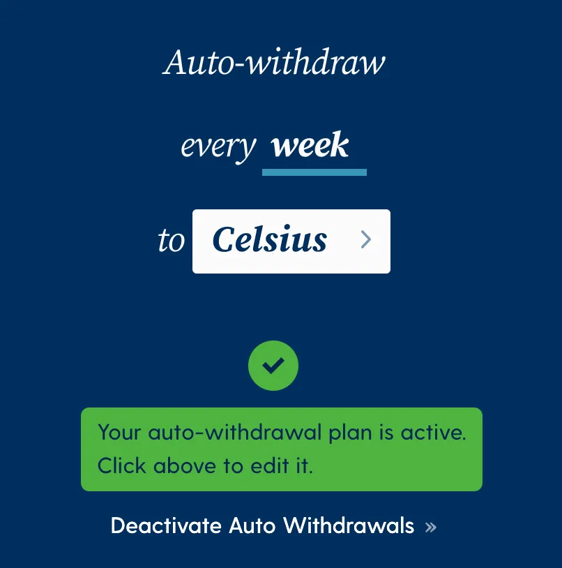 Screenshot of Swan Bitcoin auto-withdrawal setup